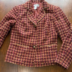 Tweed coldwater creek- Burgundy Multi blazer